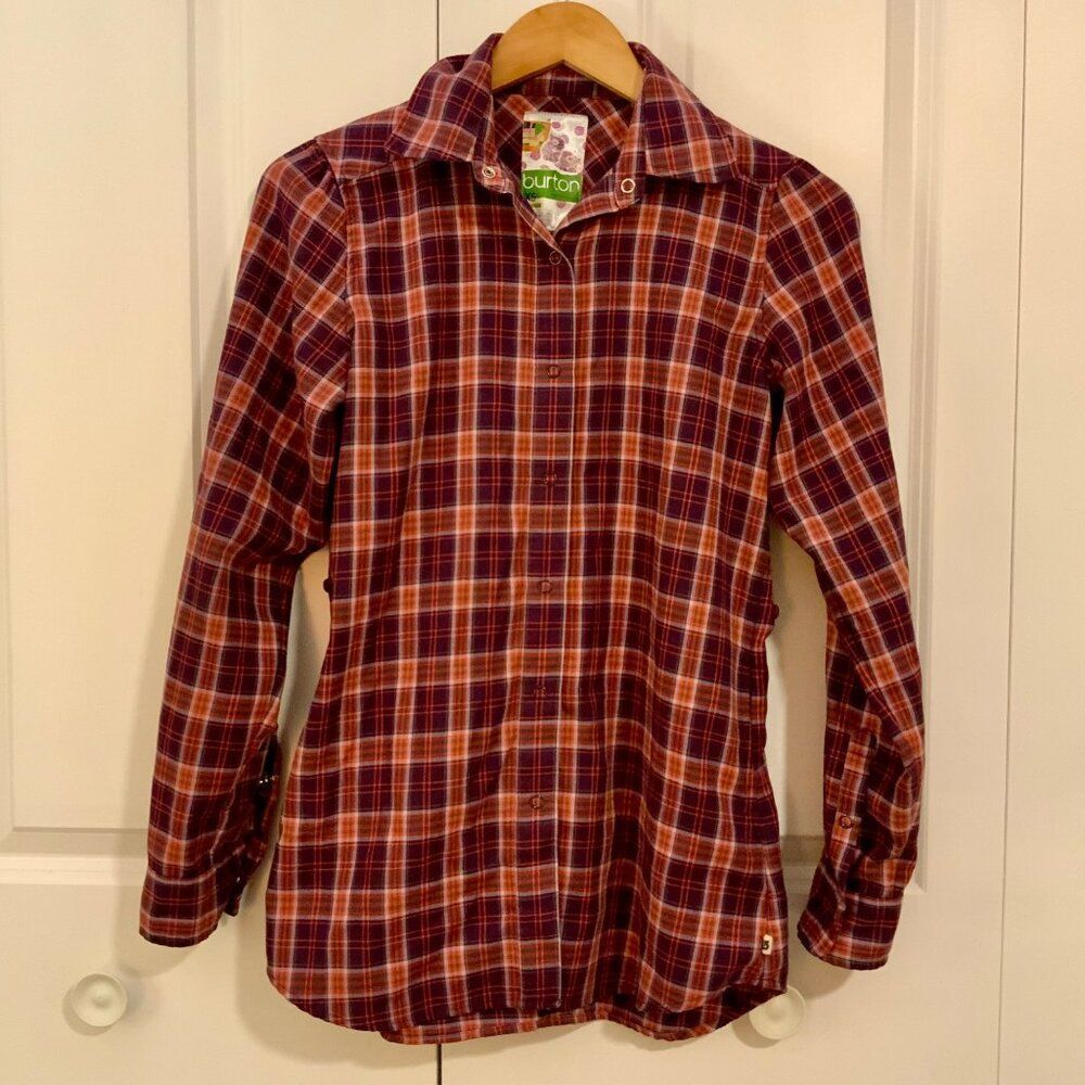 Burton Women’s Purple Plaid Dryride Blitz Flannel Shirt Pockets XS